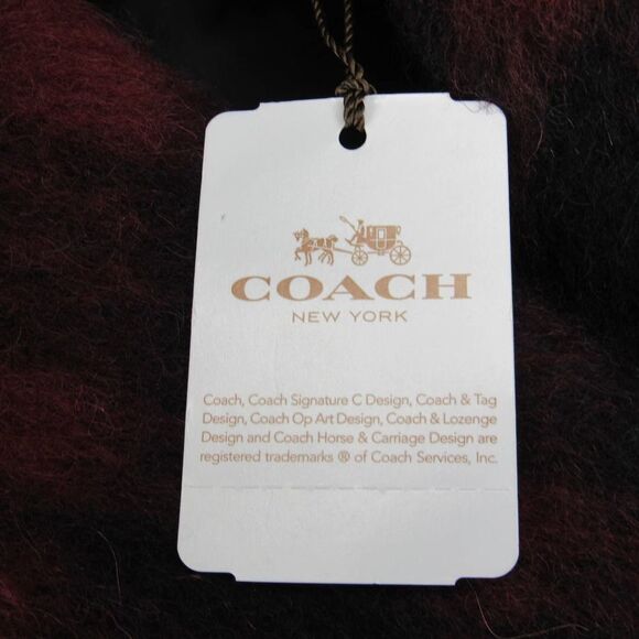 COACH DOUBLE BREASTED LONG WOOL BLEND PLAID PEACOAT IN DARK CRANBERRY SZ S - Picture 5 of 6